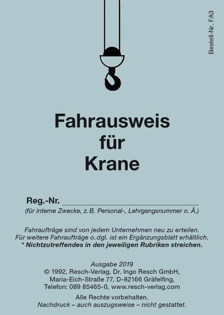 Fahrausweis für Krane